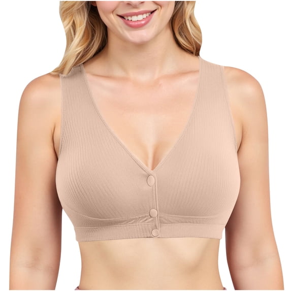 Zpanxa Front Closure Bras for Senior Women Wireless Plus Size Full Coverage Post Surgery Bra Cotton Comfort Support Easy Hook Breathable Everyday Wear