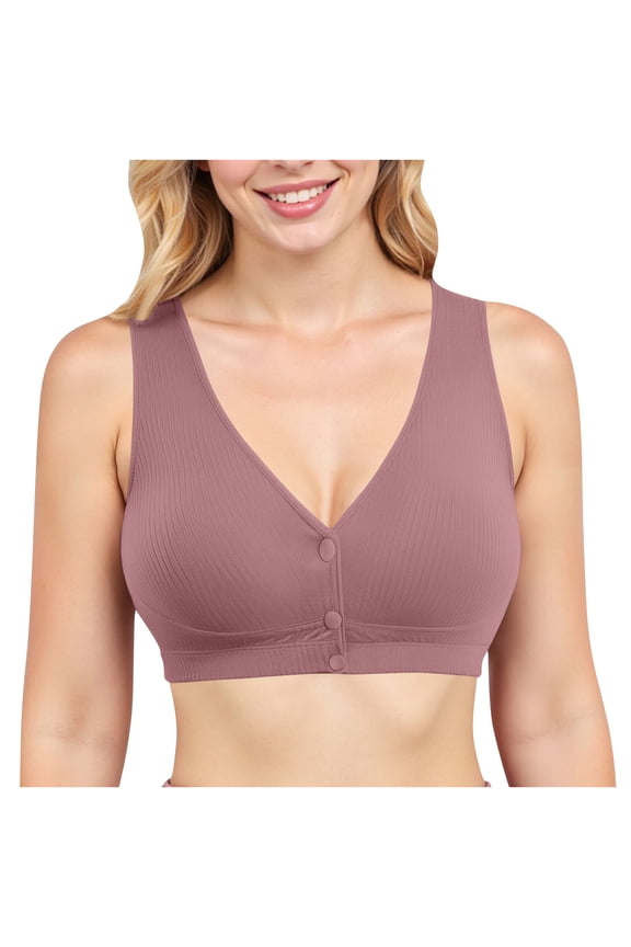 Front Closure Bras for Senior Women Wireless Plus Size Full Coverage Post Surgery Bra Cotton Comfort Support Easy Hook Breathable Everyday Wear