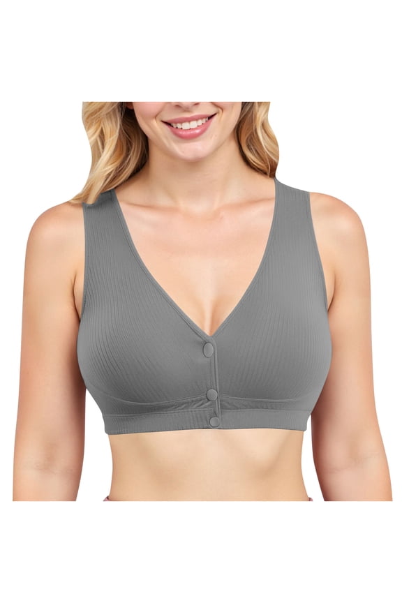 Front Closure Bras for Senior Women Wireless Plus Size Full Coverage Post Surgery Bra Cotton Comfort Support Easy Hook Breathable Everyday Wear