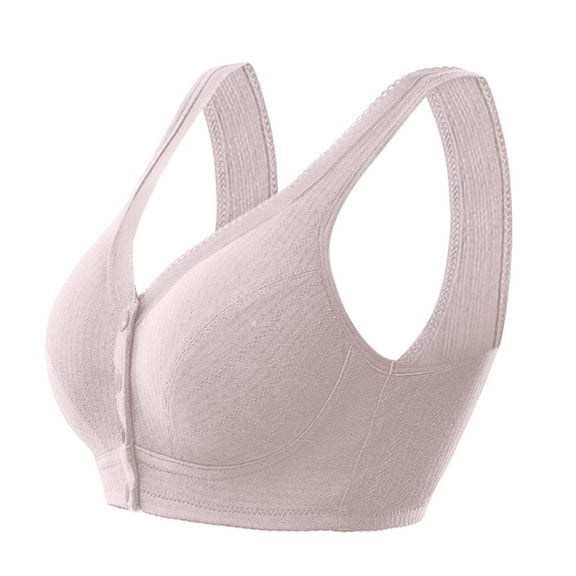Zpanxa Front Closure Bras for Senior Women Wireless Plus Size Full Coverage Post Surgery Support Bra Cotton Comfort Easy Hook Breathable Everyday Wear