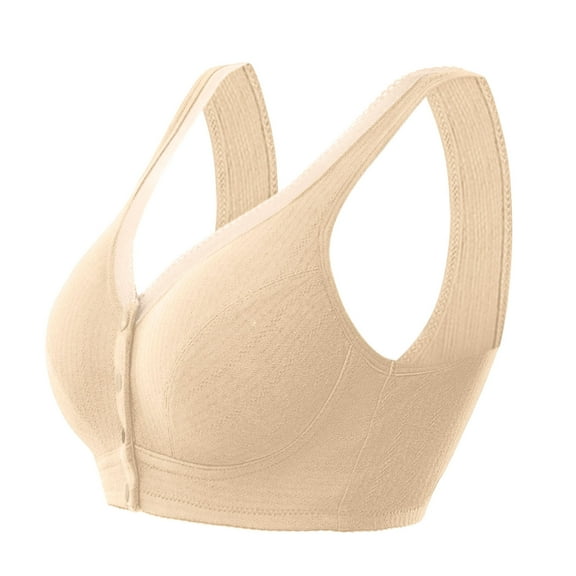Zpanxa Front Closure Bras for Senior Women Wireless Plus Size Full Coverage Post Surgery Support Bra Cotton Comfort Easy Hook Breathable Everyday Wear
