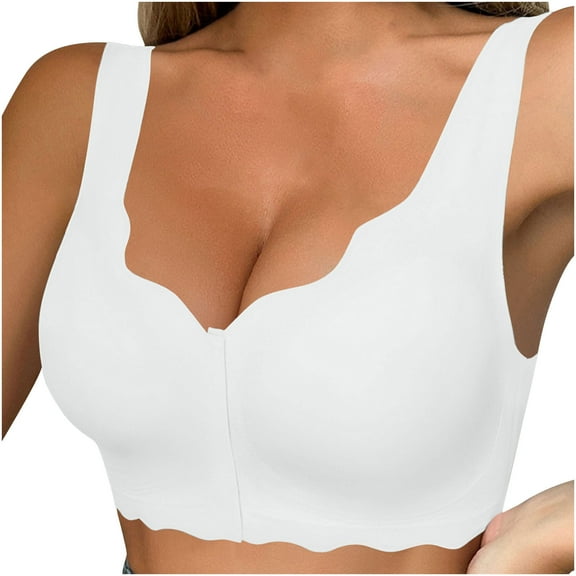 Zpanxa Front Closure Push Up Bra for Women Wireless Comfort Support Breathable Seamless Daily Wear T-Shirt Bra Lightly Padded