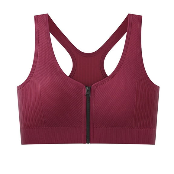 Zpanxa Front Zip Sports Bra Underwire Support Racerback Comfort Workout Bra for Women