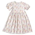 thumbnail image 1 of Zpanxa Girl Dress Girl's Daily A-line Dress Floral Ruffle Short Sleeve Round Neck Casual Dresses Pink 7 Years, 1 of 5