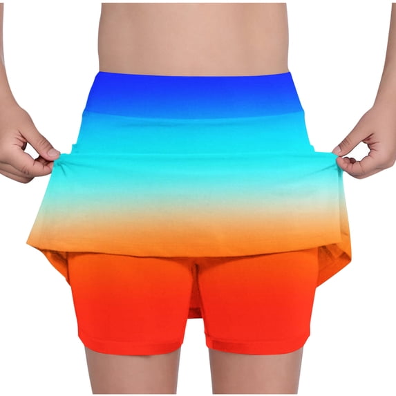 Zpanxa Girls Running Shorts Summer Gradient Print Stretch High Waist Sport Shorts Blue 11 Years