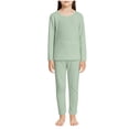 thumbnail image 1 of Zpanxa Girls 2 Piece Outfits Blue Crewneck Top and Leggings Set Soft Stretch Casual Loungewear for Kids Green 7 Years, 1 of 4