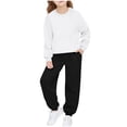 thumbnail image 1 of Zpanxa Girls 2 Piece Outfits Light Blue Hoodie and Black Jogger Pants Set Colorblock Casual Sportswear for Boys Girls Kids White 8 Years, 1 of 9