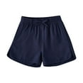 thumbnail image 1 of Zpanxa Girls Running Shorts Kids Solid Color Elastic Waist Shorts Summer Outdoor Sports with Pockets Stretchable Navy 9 Years, 1 of 6