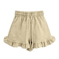 thumbnail image 1 of Zpanxa Bermuda Shorts for Girls Summer Cotton Drawstring Elastic Waist Ruffle Hem Casual Shorts Coffee 11 Years, 1 of 7