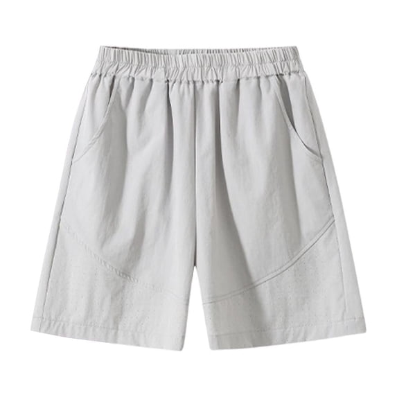 Zpanxa Girls Running Shorts Solid Color Breathable Mesh Shorts Elastic Waistband and Pockets Gray 4 Years
