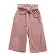 thumbnail image 1 of Zpanxa Girls Bow Tie High Waist Cropped Wide Leg Pants Elastic Waist Side Pockets Lightweight Casual Culottes Multiple Pastel Shades, 1 of 3