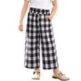thumbnail image 1 of Zpanxa Girls Buffalo Plaid Wide Leg Pants Elastic Waistband Loose Fit Trendy Casual Trousers with Pockets for School Pants for Girls, 1 of 8