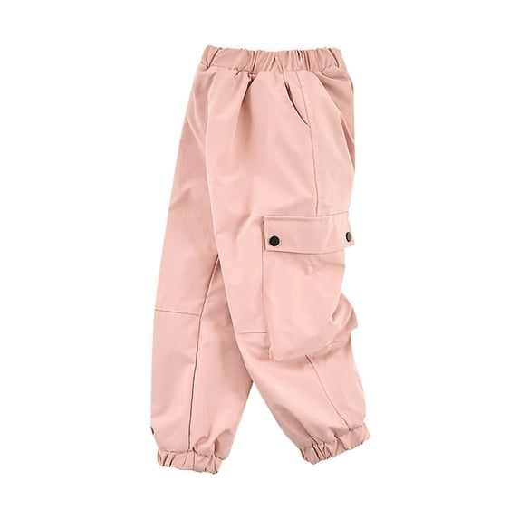Zpanxa Girls Cargo Jogger Pants with Large Side Flap Pockets Elastic Waistband Loose Baggy Utility Trousers Sweet Pastel Colors Casual School Pants