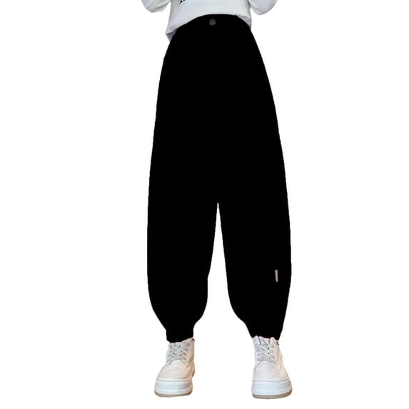Zpanxa Girls Casual Harem Sweatpants Elastic Waistband Cuffed Ankle Loose Baggy Joggers for School Active Play Pants for Girls