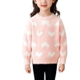 thumbnail image 1 of Zpanxa Girls Crew Neck Heart Jacquard Fuzzy Pullover Sweater Pearl Decor Long Sleeve Warm Knit Tops Cotton Sweaters for Girl, 1 of 7