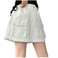 thumbnail image 1 of Zpanxa Jean Skirt Girls High Waist Double-Pocket Solid Skort Shorts, 1 of 6