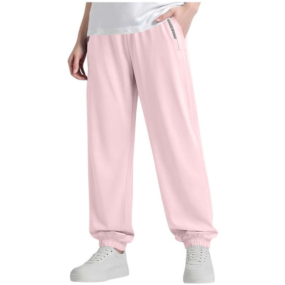 Zpanxa Girls Drawstring Jogger Pants Elastic Waistband Cuffed Ankle Soft Casual Sweatpants for School and Daily Play Pants for Girls
