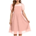 thumbnail image 1 of Zpanxa Girls Dresses, Girl's Polka Dot Mesh Dress Solid Round Neck Short Sleeve Princess Dresses Pink 7 Years, 1 of 5