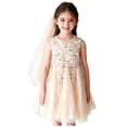 thumbnail image 1 of Zpanxa Girls Dresses, Girl's Sequin Mesh Camisole Dress Pearl Decor Sleeveless Nightgown Princess Dresses Beige 3 Years, 1 of 8
