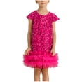 thumbnail image 1 of Zpanxa Girls Dresses, Kid's Glitter Casual Dress Solid Sleeveless Princess Daily Dresses Hot Pink 6 Years, 1 of 7