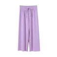 thumbnail image 1 of Zpanxa Girls Elastic Drawstring Wide Leg Capri Lounge Pants Lightweight Soft Summer Casual Cropped Trousers Pants for Girls, 1 of 7