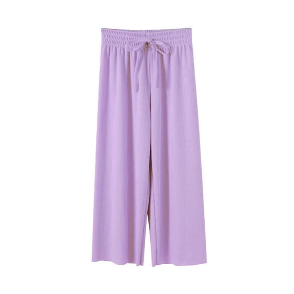 Zpanxa Girls Elastic Drawstring Wide Leg Capri Lounge Pants Lightweight Soft Summer Casual Cropped Trousers Pants for Girls