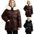 thumbnail image 1 of Zpanxa Girls Hood Puffer Coat Kids Drawstring Waist Cinched Warm Winter Snow JacketBlack 7-8Years, 1 of 6