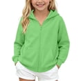thumbnail image 1 of Zpanxa Girls Fleece Jacket Hooded Zip Up Sweatshirt Solid Color Lined Casual Jacket with Pockets, 1 of 9