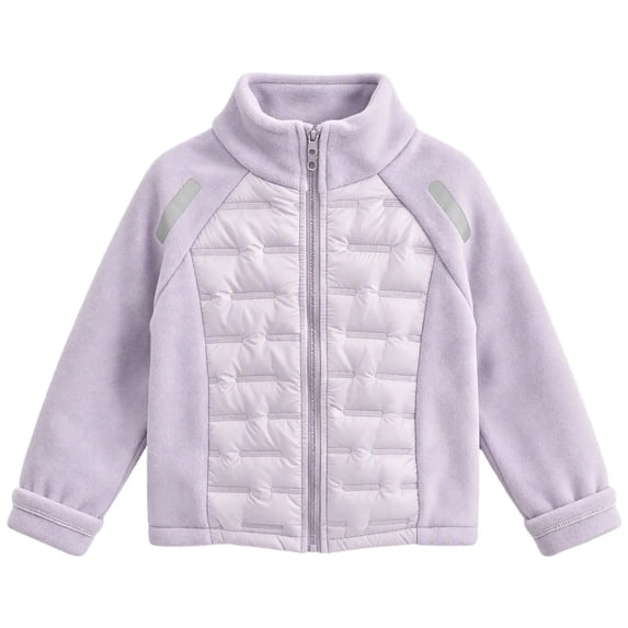 Zpanxa Girls Fleece Jacket Spliced Quilted Jacket Sleeves Stand Collar Zip Up Warm Outerwear
