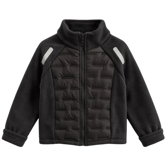 Zpanxa Girls Fleece Jacket Spliced Quilted Jacket Sleeves Stand Collar Zip Up Warm Outerwear