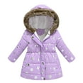 thumbnail image 1 of Zpanxa Girls Floral Print Puffer Jacket Drawstring Waist Hooded Zip Front Insulated Winter Coat with Pockets Warm Outerwear for Ages 2 to 8, 1 of 8