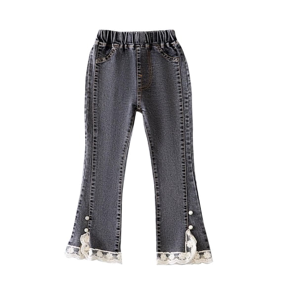 Zpanxa Girls Heart Cut Out Flare Jeans Cute Denim Bell Bottom Pants with Ripped Details Jeans for Girls