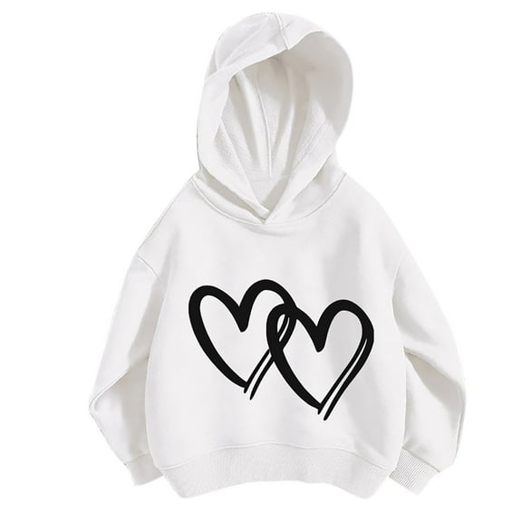 Zpanxa Girls Heart Print Hooded Sweatshirt Set, 2-Piece Lightweight Pullover with Matching Pants, Long Sleeve Spring Fall Outfit for Toddler 2-6 Years