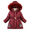 thumbnail image 1 of Zpanxa Girls Heart Print Winter Coat with Hood, Insulated Quilted Jacket with Zipper Button Front and Pockets, Warm Thickened Long Sleeve Parka Outerwear for Ages 4 to 10, 1 of 8