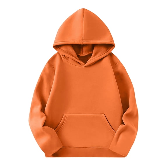 Zpanxa Girls Hoodies Kids Girls Hooded Sweatshirt Pullover Long Sleeve Kangaroo Pocket Solid Color Basic Casual Tops