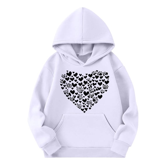 Zpanxa Girls Leopard Print Heart Hoodie Sweatshirt Long Sleeve Pullover Kangaroo Pocket Toddler