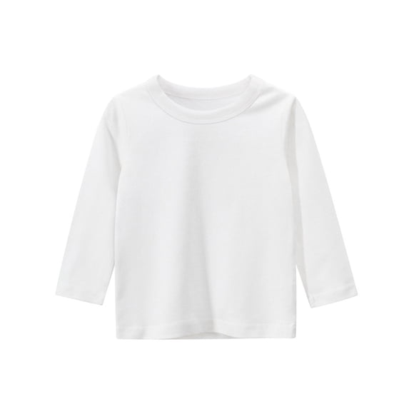Zpanxa Girls Long Sleeve Shirts Solid Crew Neck Top Regular Fit Soft Knit Daily Wear Basic Toddler Long Sleeve Shirt Girl