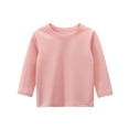 thumbnail image 1 of Zpanxa Girls Long Sleeve Shirts Solid Crew Neck Top Regular Fit Soft Knit Daily Wear Basic Toddler Long Sleeve Shirt Girl, 1 of 2
