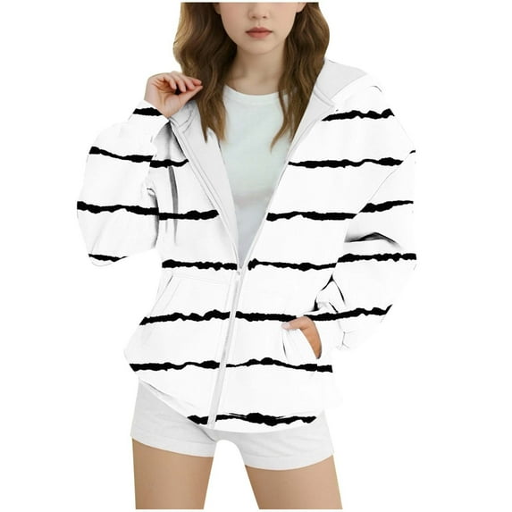 Zpanxa Girls Ombre Print Fleece Hoodie Winter Fall Casual Athletic Pullover Cozy Warm Long Sleeve Hooded Jacket for Kids 4-15 Years