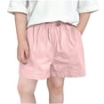 thumbnail image 1 of Zpanxa Girls Pleated Shorts Kids Solid Color Elastic Waist Shorts with Pockets Ruched Pink 1 Years, 1 of 6