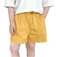 thumbnail image 1 of Zpanxa Girls Pleated Shorts Kids Solid Color Elastic Waist Shorts with Pockets Ruched Yellow 14 Years, 1 of 6