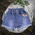 thumbnail image 1 of Zpanxa Girls Print Casual Denim Shorts Lightweight Breathable for Kids, Summer Fit Blue 6 Years, 1 of 4