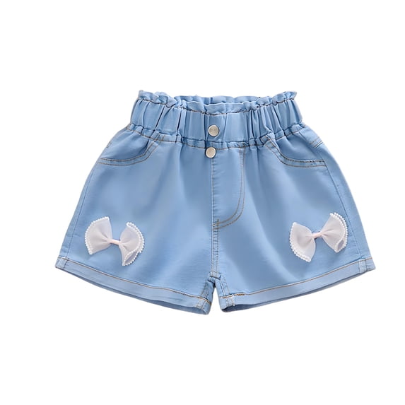 Zpanxa Girls Print Casual Denim Shorts Lightweight Breathable for Kids, Summer Fit Pink 5 Years