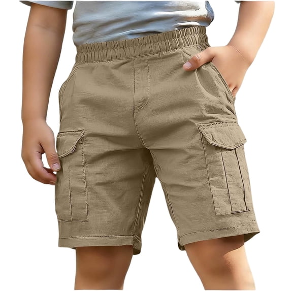 Zpanxa Boys Athletic Shorts Solid Medium Size Straight Leg Shorts with Elastic Waist, Casual Comfortable for Kids