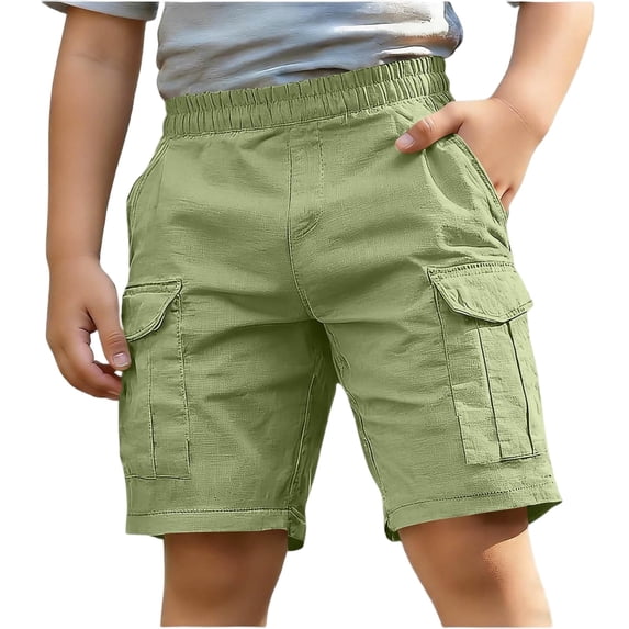 Zpanxa Boys Athletic Shorts Solid Medium Size Straight Leg Shorts with Elastic Waist, Casual Comfortable for Kids