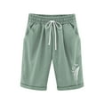 thumbnail image 1 of Zpanxa Girls Running Shorts Cotton Linen Summer Drawstring Shorts Pockets Print Green 5 Years, 1 of 5