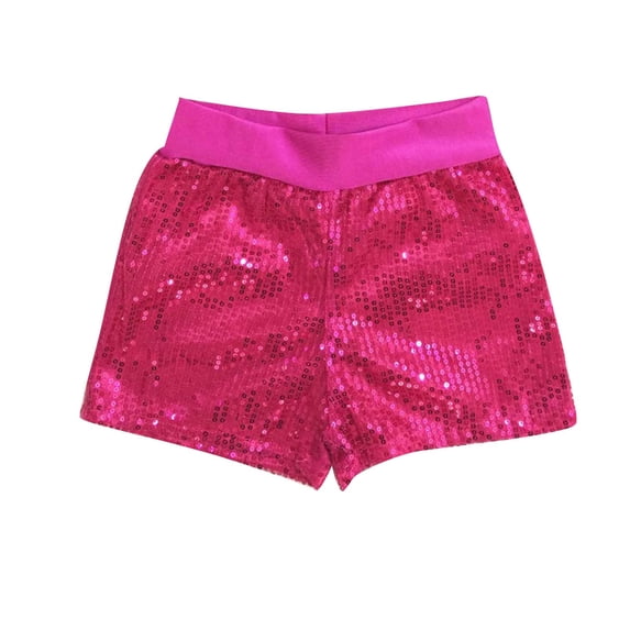Zpanxa Girls Running Shorts Solid Versatile Elastic Waist, Lightweight Breathable Shorts with Sequin Detail for Kids
