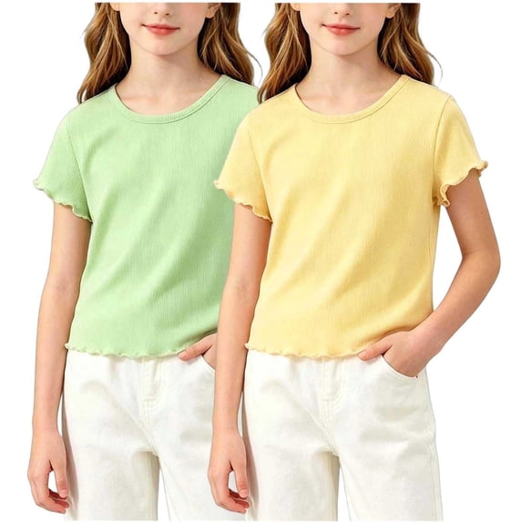 Zpanxa Girl Shirts Short Sleeve Crew Neck Back Graphic Print Toddler Casual Basic Tee 5 Years