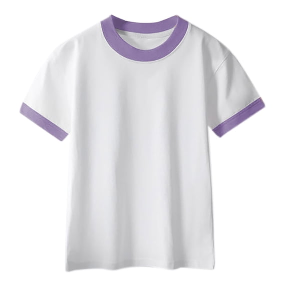 Zpanxa Girls Shirts, Girls Summer Top Girls Short Sleeve Crew Neck Lightweight Soft Basic Summer Casual Tee Purple 4 Years