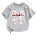 thumbnail image 1 of Zpanxa Girl Shirts Short Sleeve Crew Neck Sweet Bow Print Soft Everyday Casual Blouse 1 Years, 1 of 2